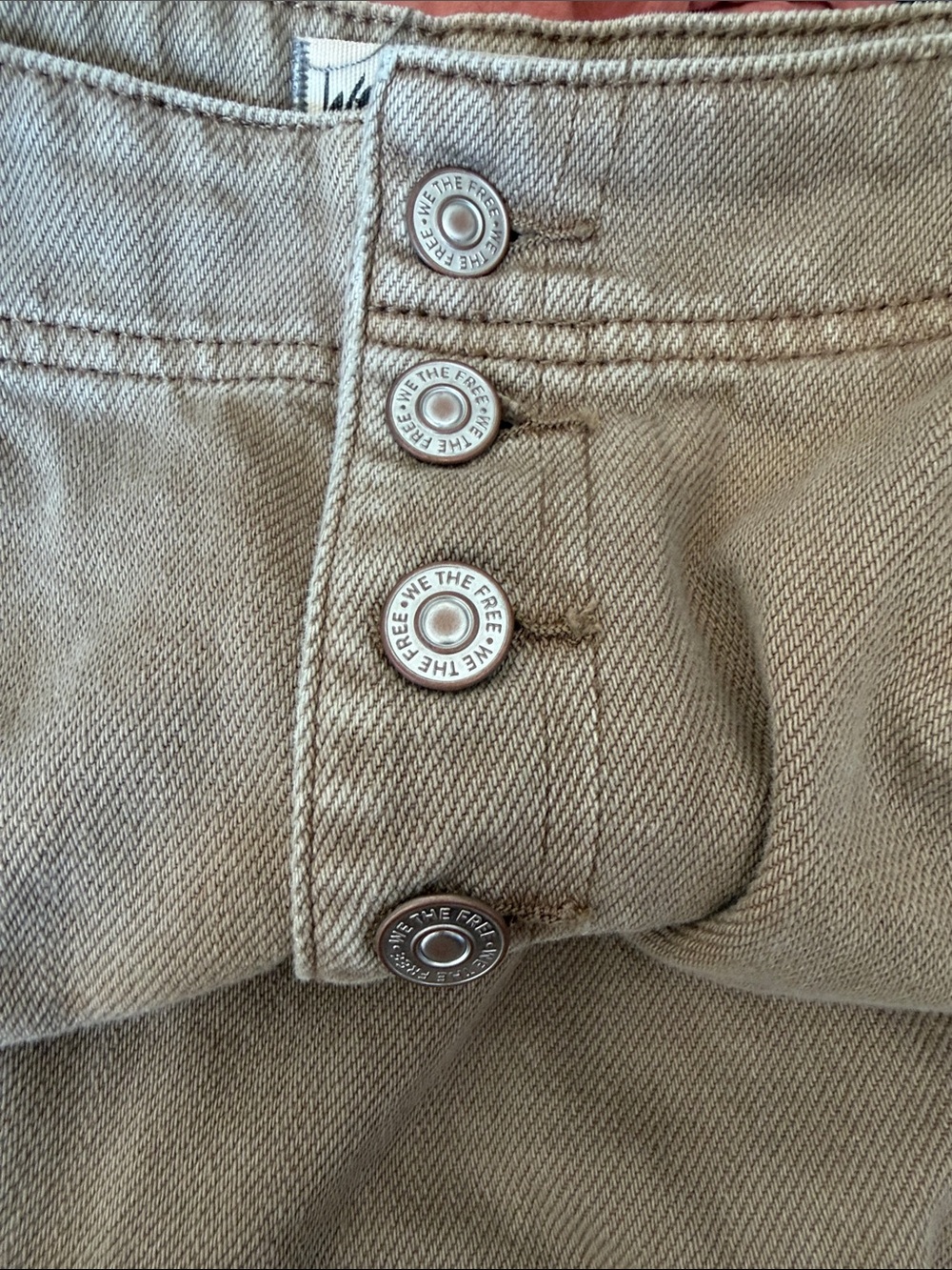 Free People We The Free Oska Relaxed Fit Jeans size 28 Tan Button Front - Picture 9 of 9